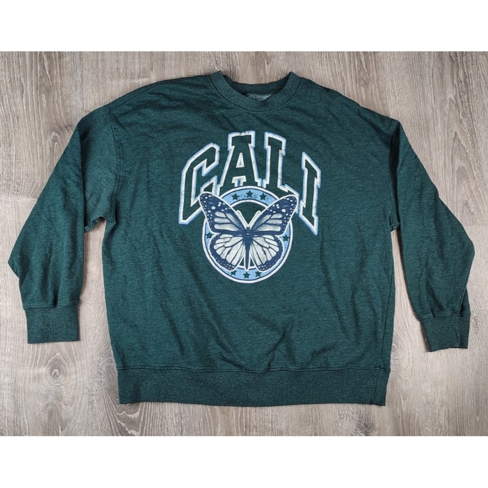 Rebellious One XL Crewneck Long Sleeve Butterfly Sweatshirt Cali Pullover
